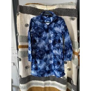 Lands End Fleece Dress Women's - Blue Tye Dye - S (6-8)